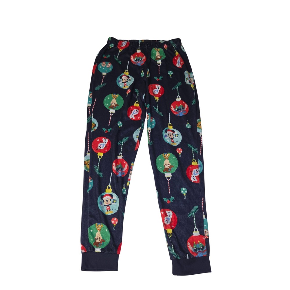 Disney Christmas Ornament Pajama Pants Mickey Stitch Woody Olaf Navy Blue Small‎ - Picture 1 of 5